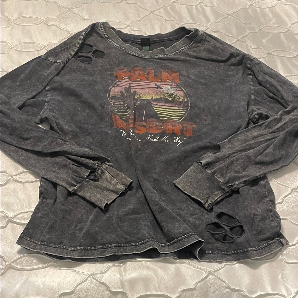 wild fable Black Washed Crewneck Tee